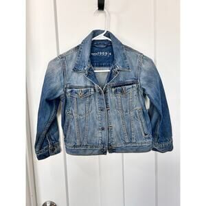 Gap Kids 1969 Girls Button-Up Denim Jacket Long Sleeve Western Blue Size Small‎